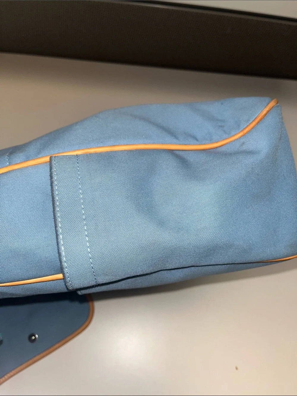 Coach Blue Canvas Messenger / Travel /Laptop with Tan Leather Trim